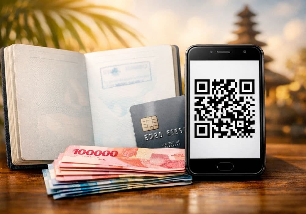 roupie indonésien + qr code arrival bali